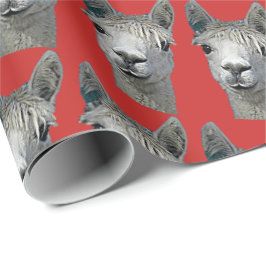 Alpaca på rött papper presentpapper