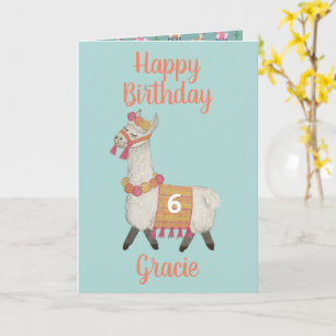 Alpaca personlig 6 födelsedagskort kort