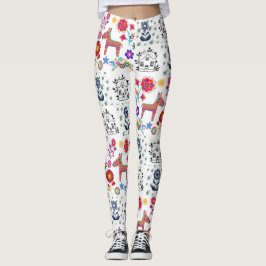 Alpaca Pinata med blå hus och blomkrukor Leggings