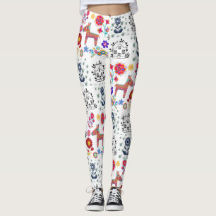 Alpaca Pinata med blå hus och blomkrukor Leggings