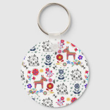 Alpaca Pinata med blå hus och blommor