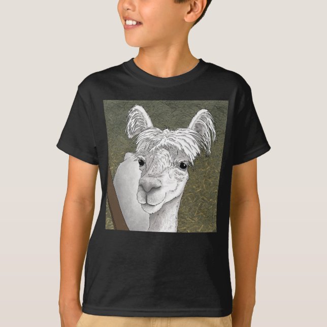 Alpaca Porträtt 2 T Shirt (Framsida)