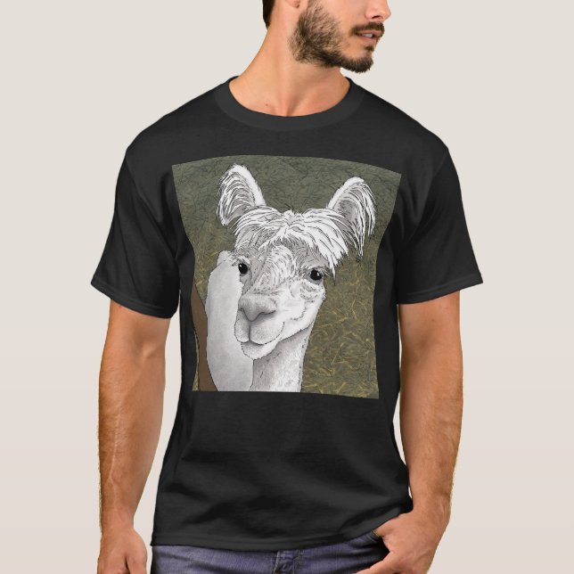 Alpaca Porträtt 2 T Shirt (Framsida)