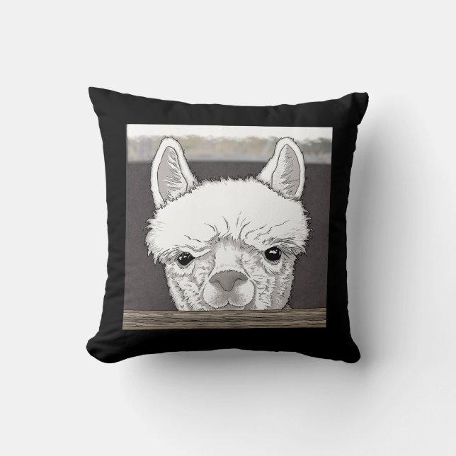 Alpaca Porträtt Kudde (Framsida)