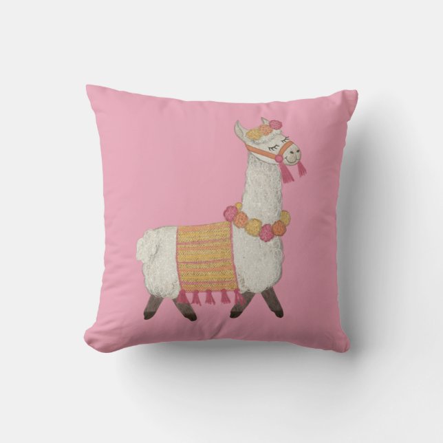 Alpaca roligt - ljusa barnkuddar kudde (Framsida)