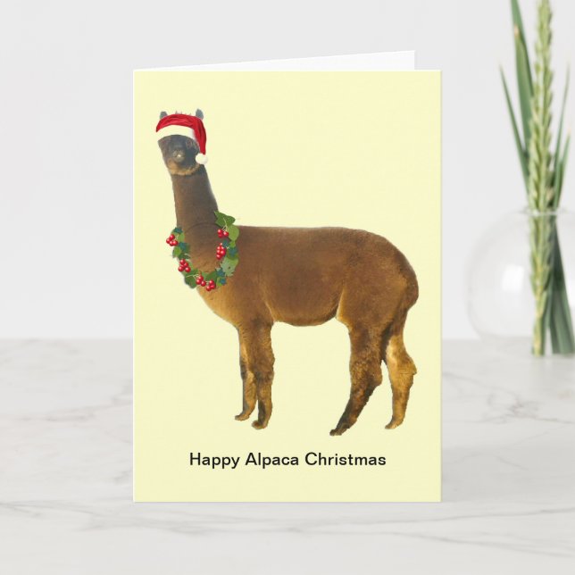 Alpaca Santa Helgkort (Framsida)