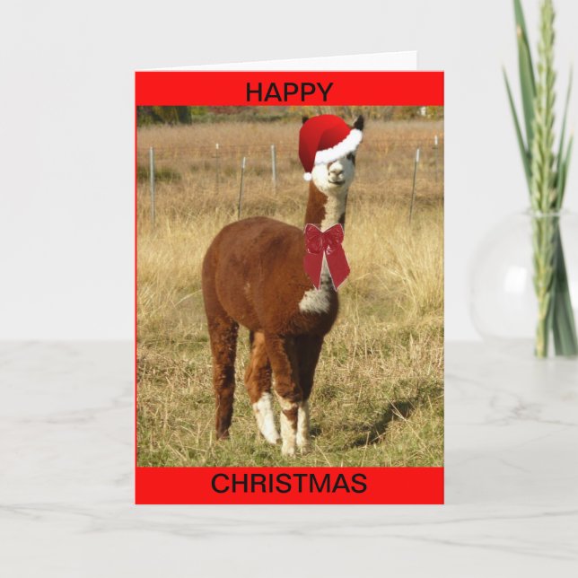 Alpaca Santa Helgkort (Framsida)