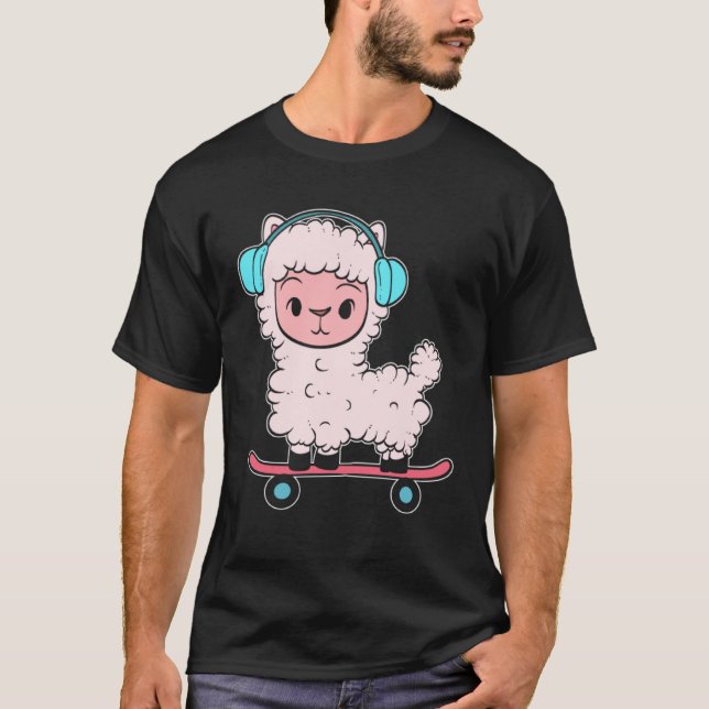 Alpaca Skateboard Skateboard Enthusiast T Shirt (Framsida)