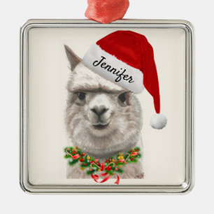 Alpaca Smiles ADD NAMN Llama Julgran Julgransprydnad Metall