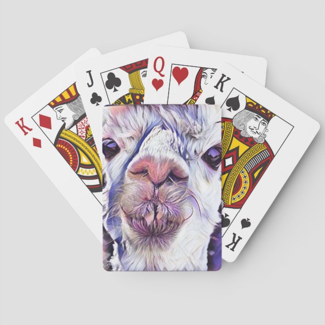 Alpaca som leker kort casinokort (Baksidan)