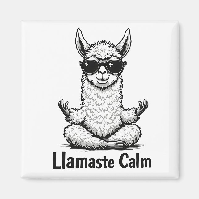 Alpaca Stanna Lugn Llamaste Loama Yoga Funny Magnet (Framsidan)