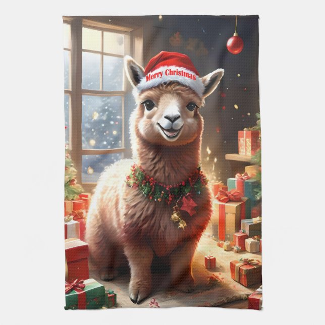 "Alpaca the Presenter: A julklapp" Kökshandduk (Vertikal)