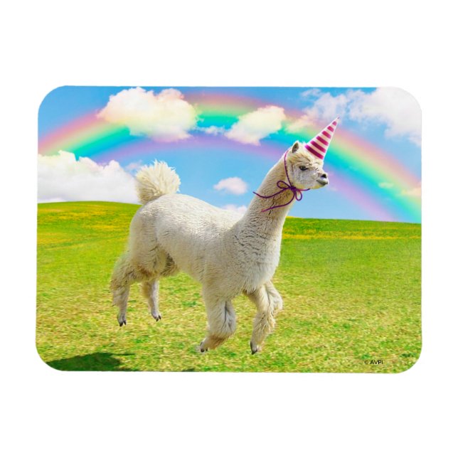 Alpaca Unicorn under Rainbow Himlar Magnet (Horisontell)