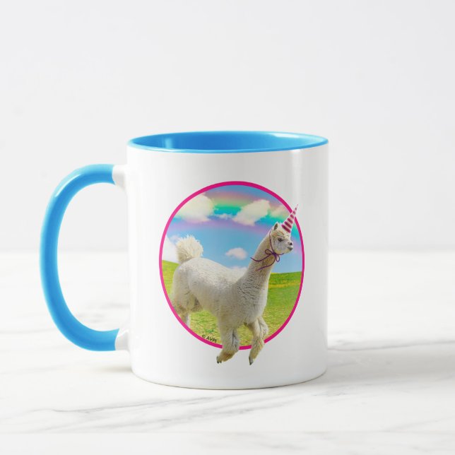 Alpaca Unicorn under Rainbow Himlar Mugg (Vänster)