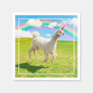 Alpaca Unicorn under Rainbow Himlar Pappersservett