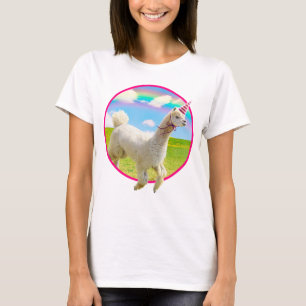 Alpaca Unicorn under Rainbow Himlar T Shirt