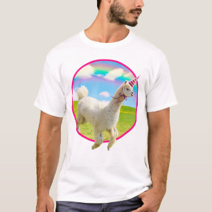 Alpaca Unicorn under Rainbow Himlar T Shirt