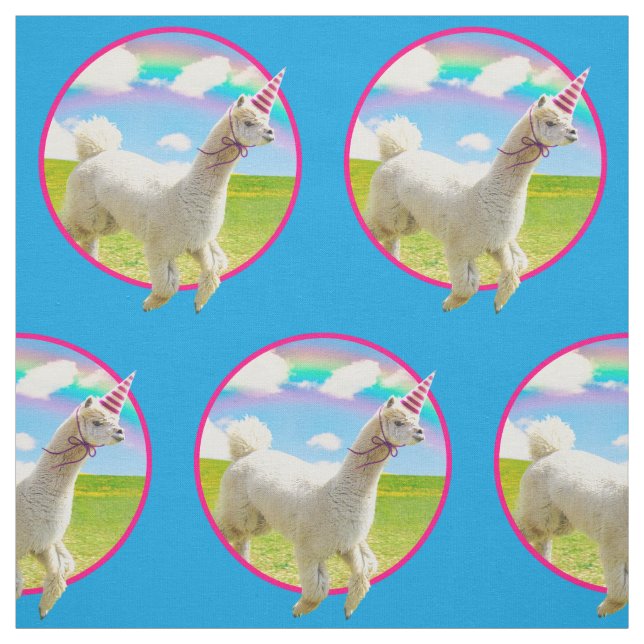 Alpaca Unicorn under Rainbow Himlar Tyg (Provkarta)