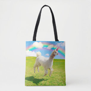 Alpaca Unicorn under Rainbow Himlar Tygkasse