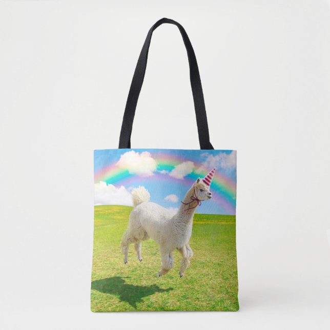 Alpaca Unicorn under Rainbow Himlar Tygkasse (Framsida)