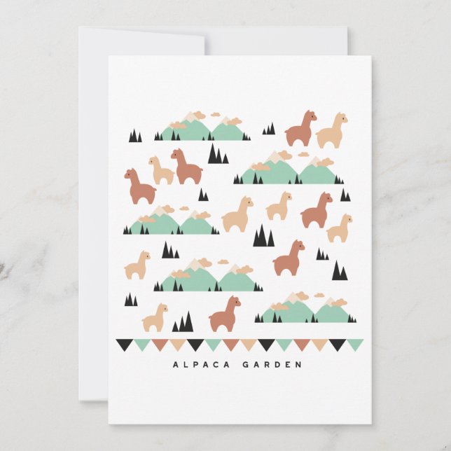 Alpaca Vår Garden T-Shirt Tack Kort (Framsida)