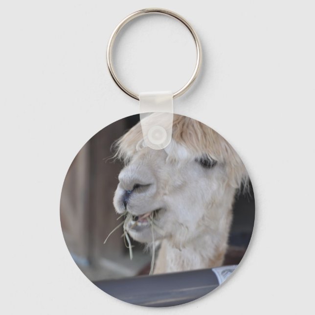 Alpaca, vit nyckelring (Framsida)