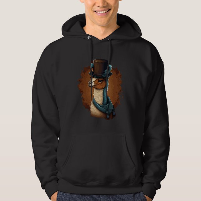Alpaca Wearing Fancy Top Hat  1 Hoodie (Framsida)
