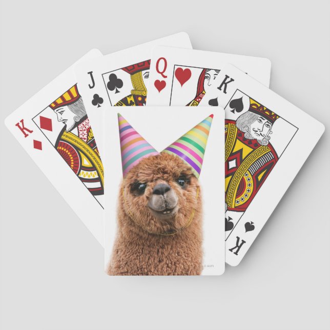 Alpaca Wearing Party Hats Casinokort (Baksidan)
