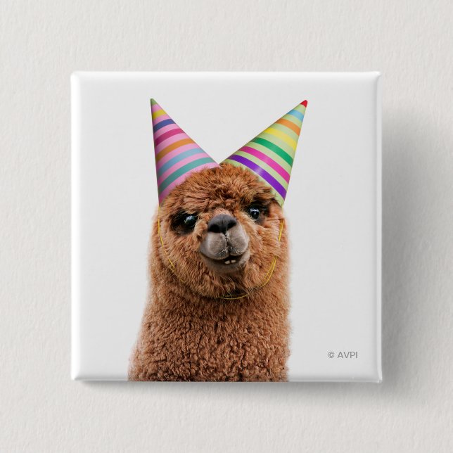 Alpaca Wearing Party Hats Knapp (Framsida)