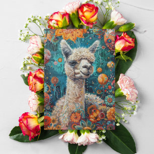 Alpaca Whimsical Birthday Card Kort