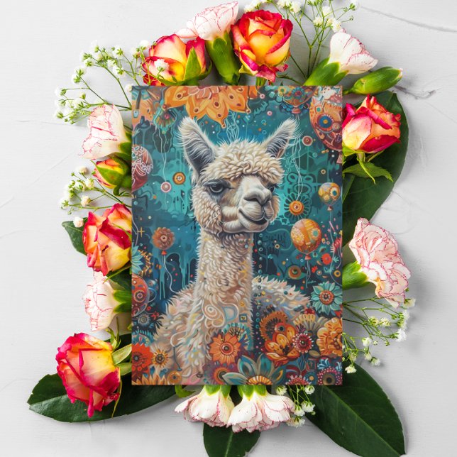 Alpaca Whimsical Födelsedags Kort (Skapare uppladdad)