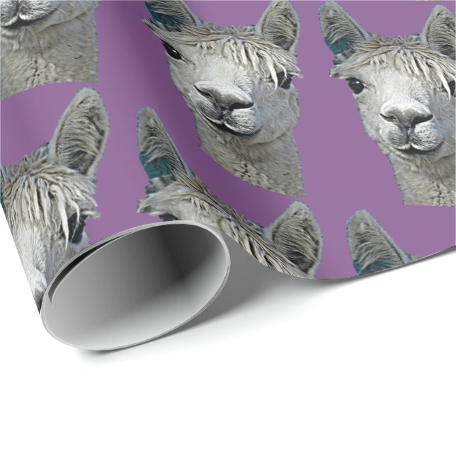 Alpacapapper på Mauve Presentpapper (Rullad Hörn)