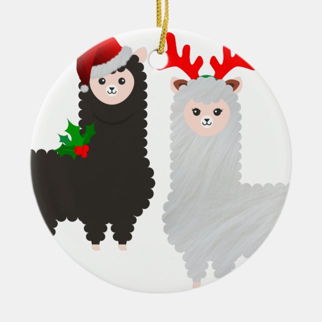 Alpacas christmas-renar julgransprydnad keramik (Framsidan)