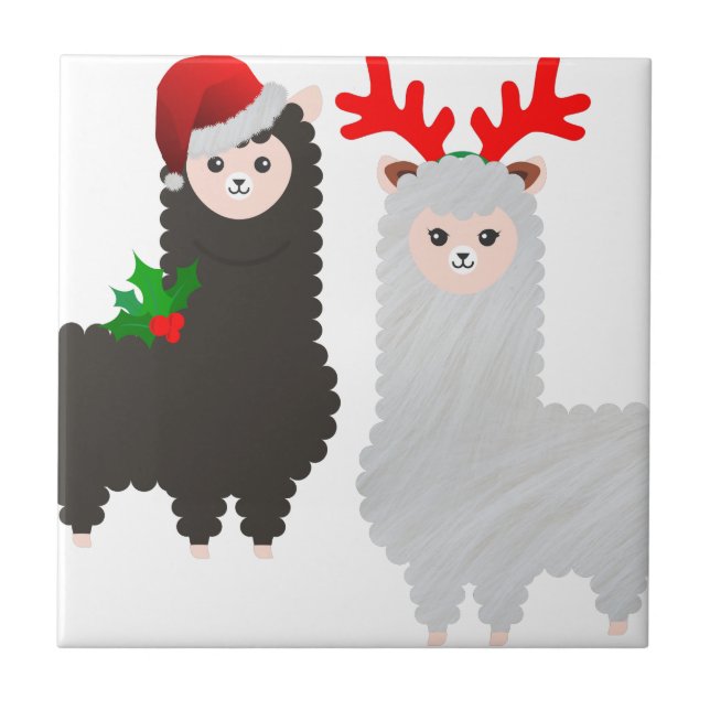 Alpacas christmas-renar kakelplatta (Framsidan)