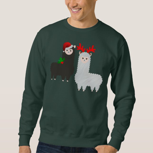 Alpacas christmas-renar lång ärmad tröja (Framsida)