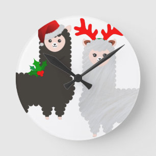 Alpacas christmas-renar rund klocka