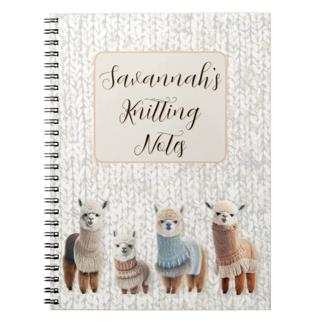 Alpacas in Sweaters Personalized Knitting  Anteckningsbok (Framsidan)