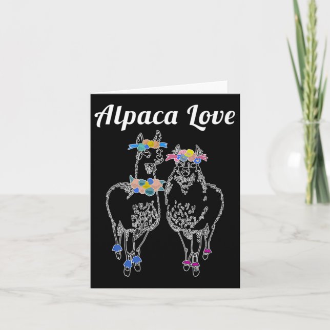Alpacas Llama Bröllop Bride Groom Couple Kärlek Ma Kort (Framsida)