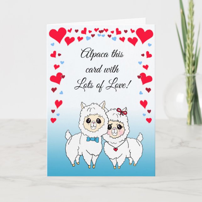 Alpacas och Lamas Funny Valentindagen Kort (Framsida)