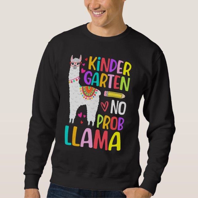Alpacka Inget Prob Llama Tillbaka Till Skolan Förs Lång Ärmad Tröja (Framsida)
