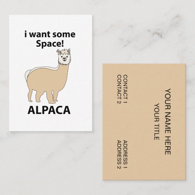Alpacka Jag Vill Ha Lite Utrymme Rolig Alpacka Visitkort (Fram/baksida)