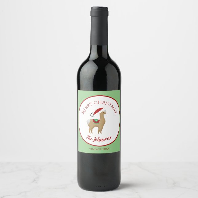 Alpacka jul vinflasketikett vinflaska etikett (Framsida)