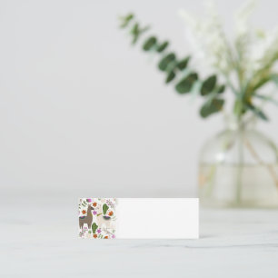 Alpacka Kaktus Blommönster Djurälskare Mini Visitkort