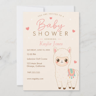 Alpacka Tema Baby Shower Inbjudan