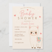 Alpacka Tema Baby Shower Inbjudan