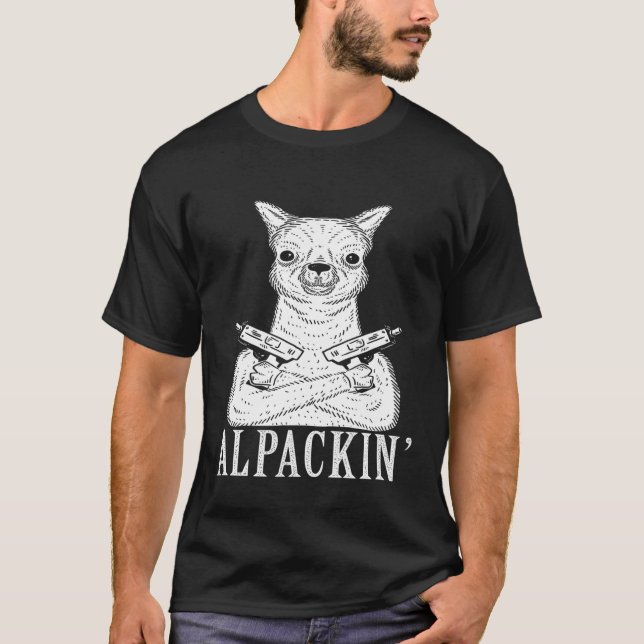Alpackin Alpaca Gangster Llama T Shirt (Framsida)