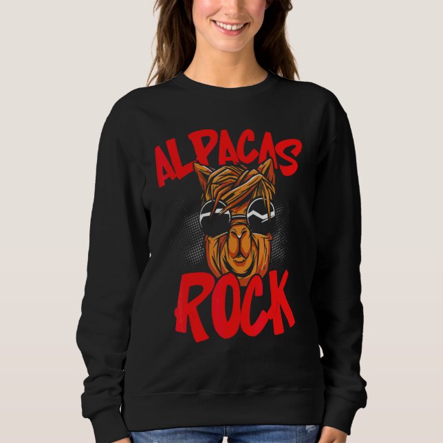 Alpackor Rock Llama  Alpacka Viskare Gårdsdjur T Shirt (Framsida)