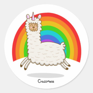 Alpacorn Rainbow Runt Klistermärke