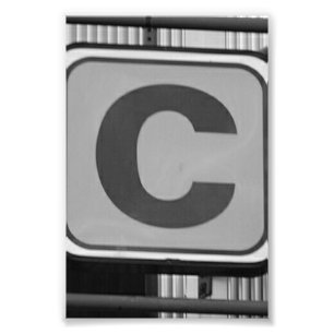 Alpahbet brevfotografi C7 svartvit 4x6 Fototryck