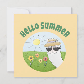 Alpaka-Party Hello Summer Alpaca partytime Inbjudningar